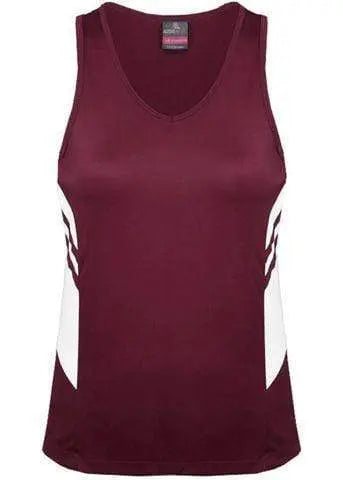 Aussie Pacific Ladies Tasman Singlet 2111 Casual Wear Aussie Pacific Maroon/White 4